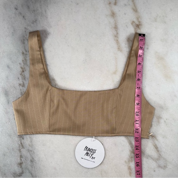 Princess Polly Beige Pinstripe Square Neck Crop Top - Picture 7 of 7